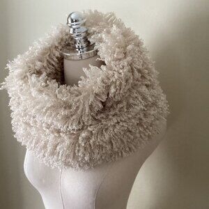 Betsy Johnson Beige Shaggy Loop Knit Faux Fur Infinity Scarf